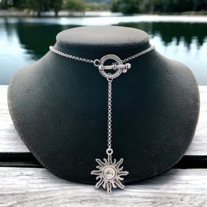 Sun lariat toggle necklace stainless steel chain